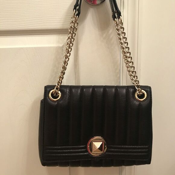 Kate Spade Coast Evangeline Black Leather Bag with Gold Chain Strap - Picture 2 of 8